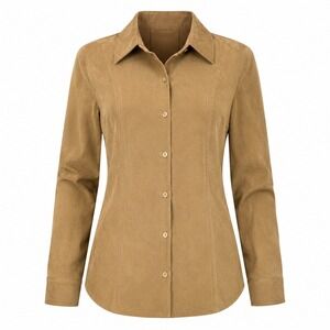 Jessica London Shirt 1X Faux Suede Tan Western Minimalist Office Professional